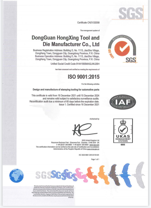 Certificación ISO para troqueles progresivos